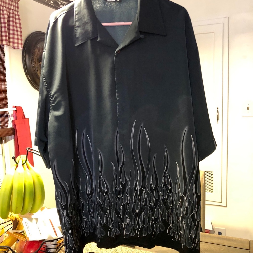 Men’s flame button up shirt